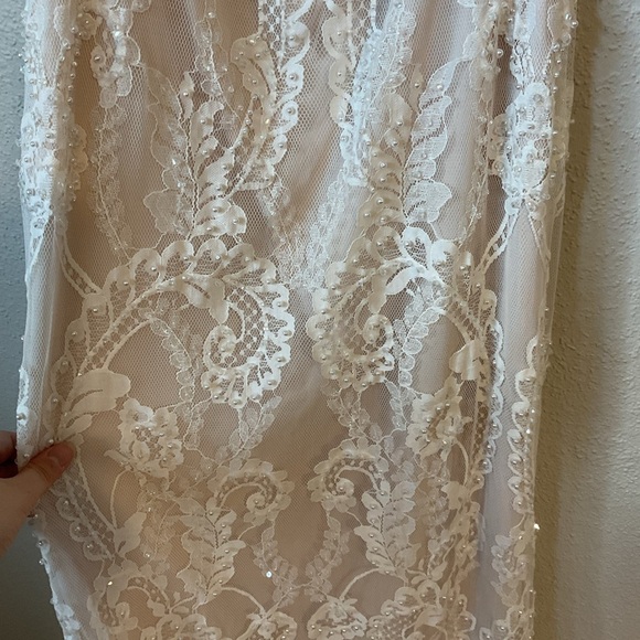 NWT Chic Nostalgia Bailey Ivory Blush Mermaid Wedding Dress Size 6 - Picture 8 of 16